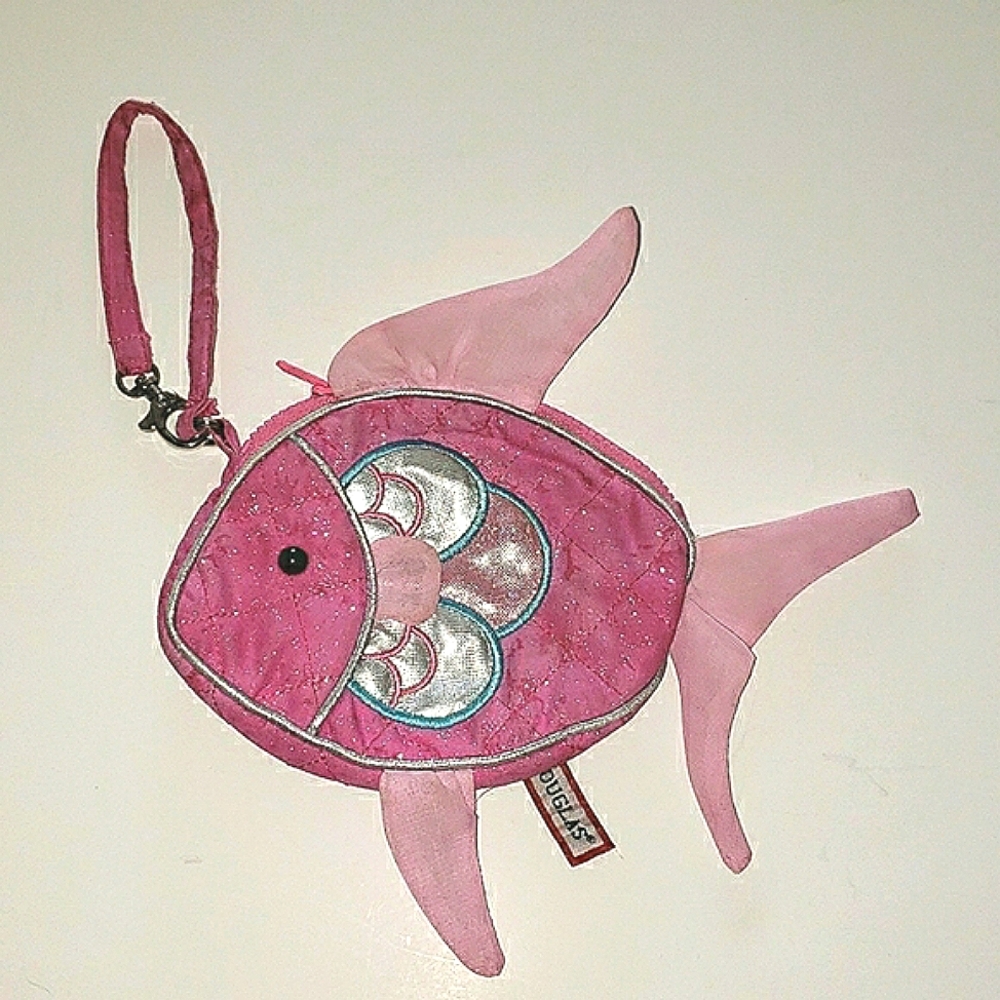 Douglas pink fish wristlet purse